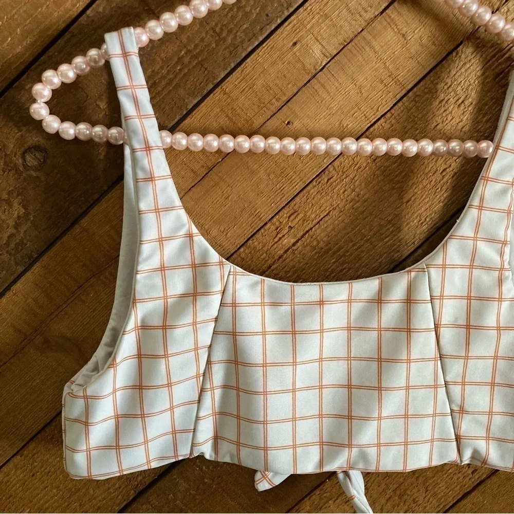 RVCA orange grid La Jolla bikini set size L
